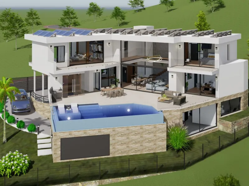 Discover this charming luxury villa in Mijas, a modern gem with panoramic sea and mountain views, designed to offer an unparalleled experience in the captivating setting and spectacular climate of the Costa del Sol.