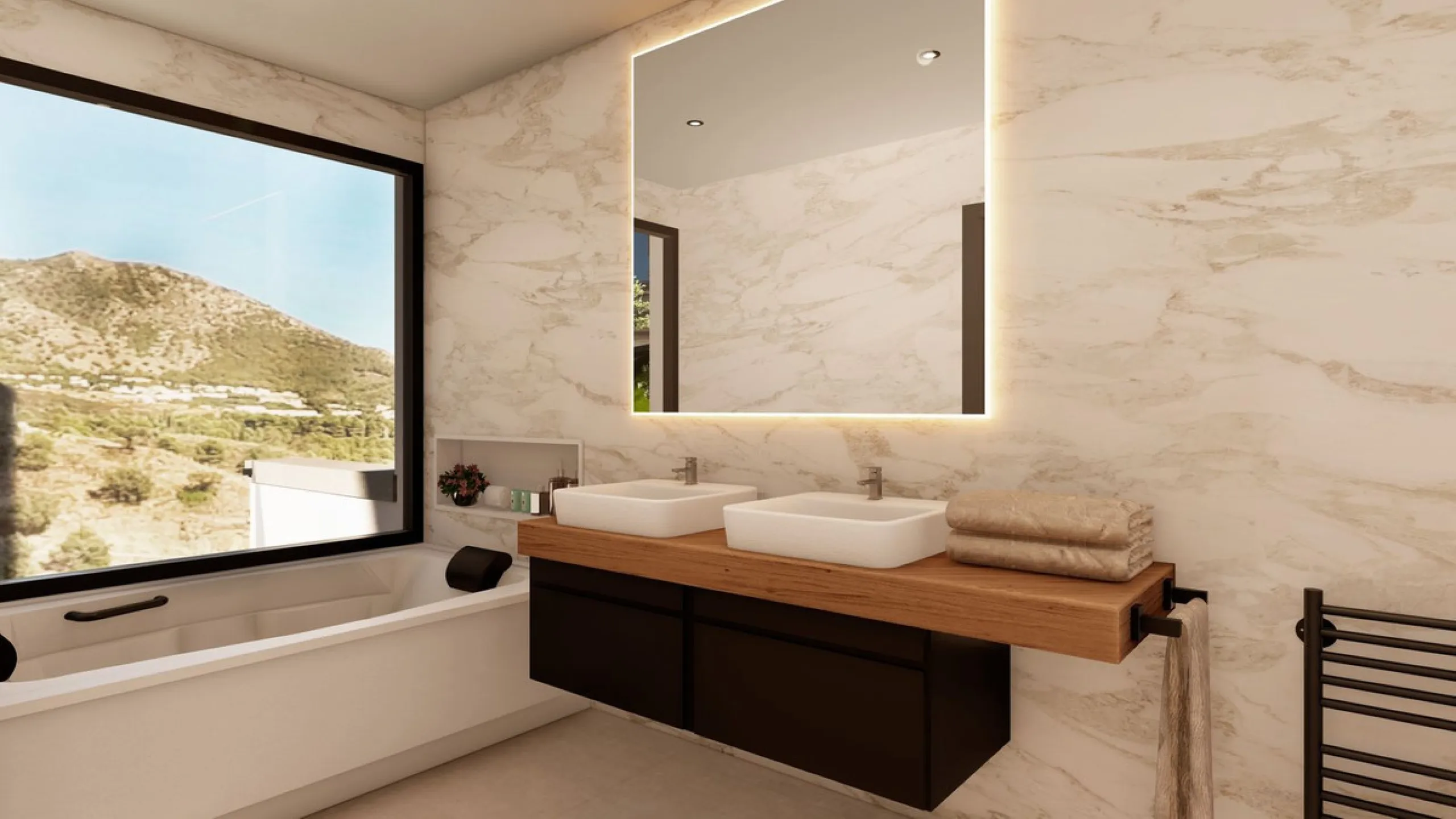 Discover this charming luxury villa in Mijas, a modern gem with panoramic sea and mountain views, designed to offer an unparalleled experience in the captivating setting and spectacular climate of the Costa del Sol.