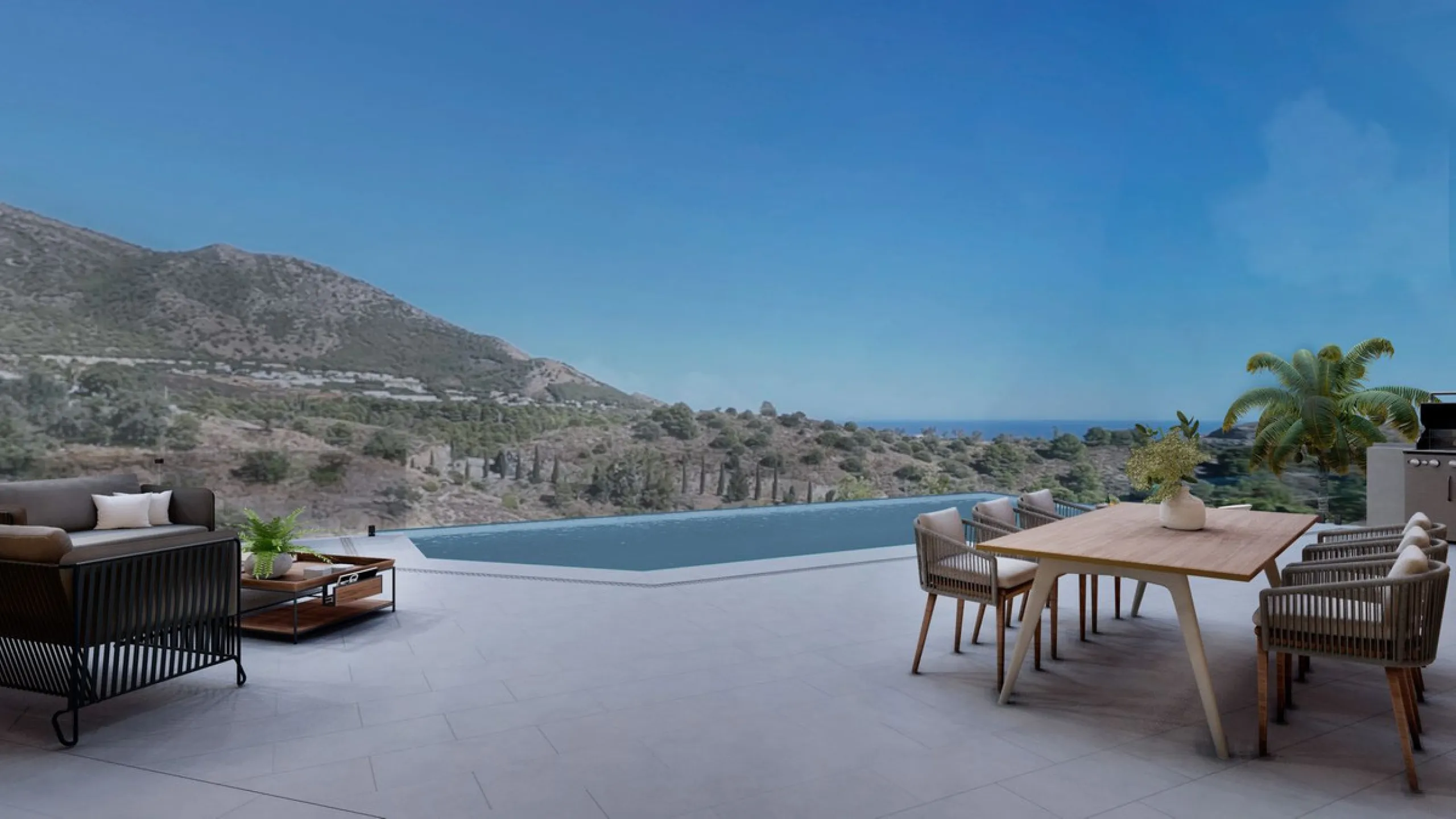 Discover this charming luxury villa in Mijas, a modern gem with panoramic sea and mountain views, designed to offer an unparalleled experience in the captivating setting and spectacular climate of the Costa del Sol.