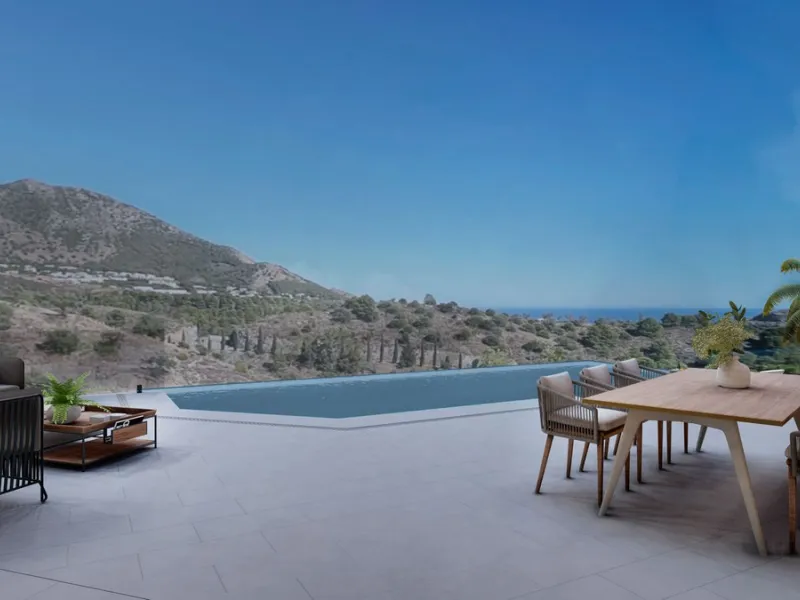 Discover this charming luxury villa in Mijas, a modern gem with panoramic sea and mountain views, designed to offer an unparalleled experience in the captivating setting and spectacular climate of the Costa del Sol.