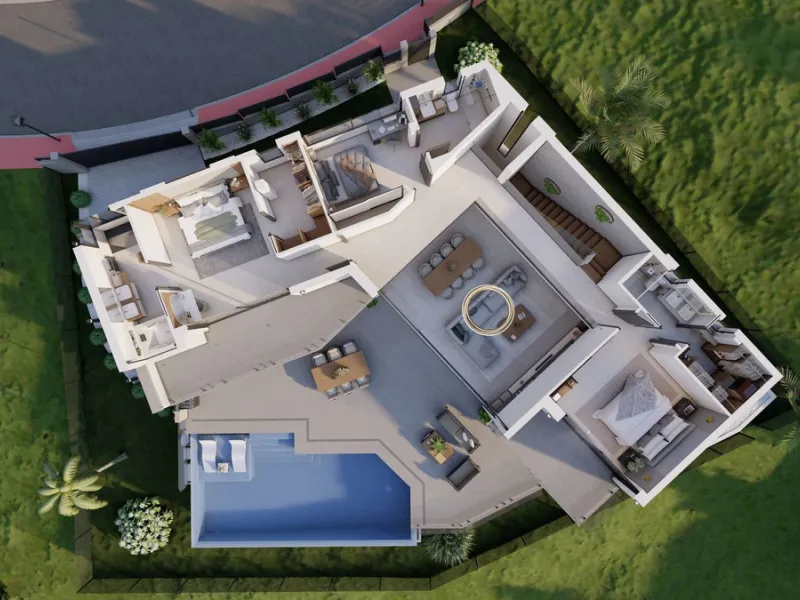 Discover this charming luxury villa in Mijas, a modern gem with panoramic sea and mountain views, designed to offer an unparalleled experience in the captivating setting and spectacular climate of the Costa del Sol.