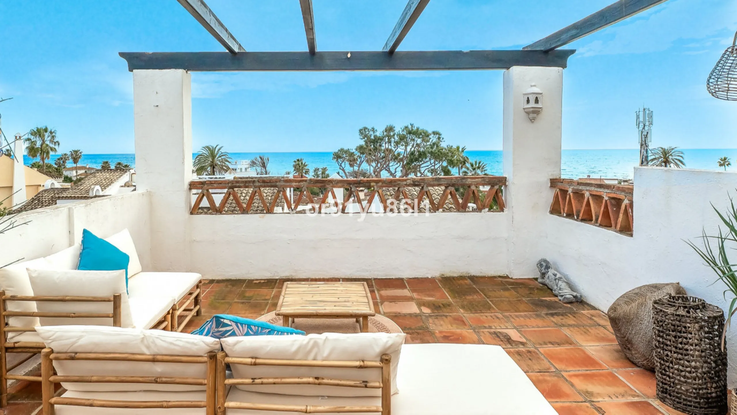 Townhouse Close to the Beach in Costabella Located within a gated, secure community in Costabella, just a short stroll from the beach, this three-bedroom, two-bathroom townhouse features a bright, spacious interior comprising a cosy living room with firep