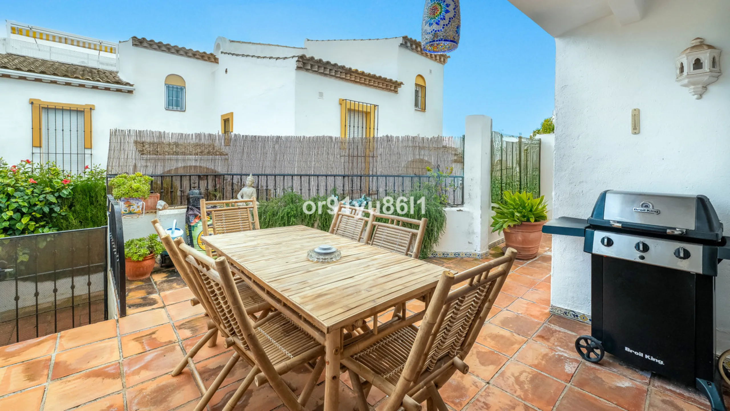 Townhouse Close to the Beach in Costabella Located within a gated, secure community in Costabella, just a short stroll from the beach, this three-bedroom, two-bathroom townhouse features a bright, spacious interior comprising a cosy living room with firep