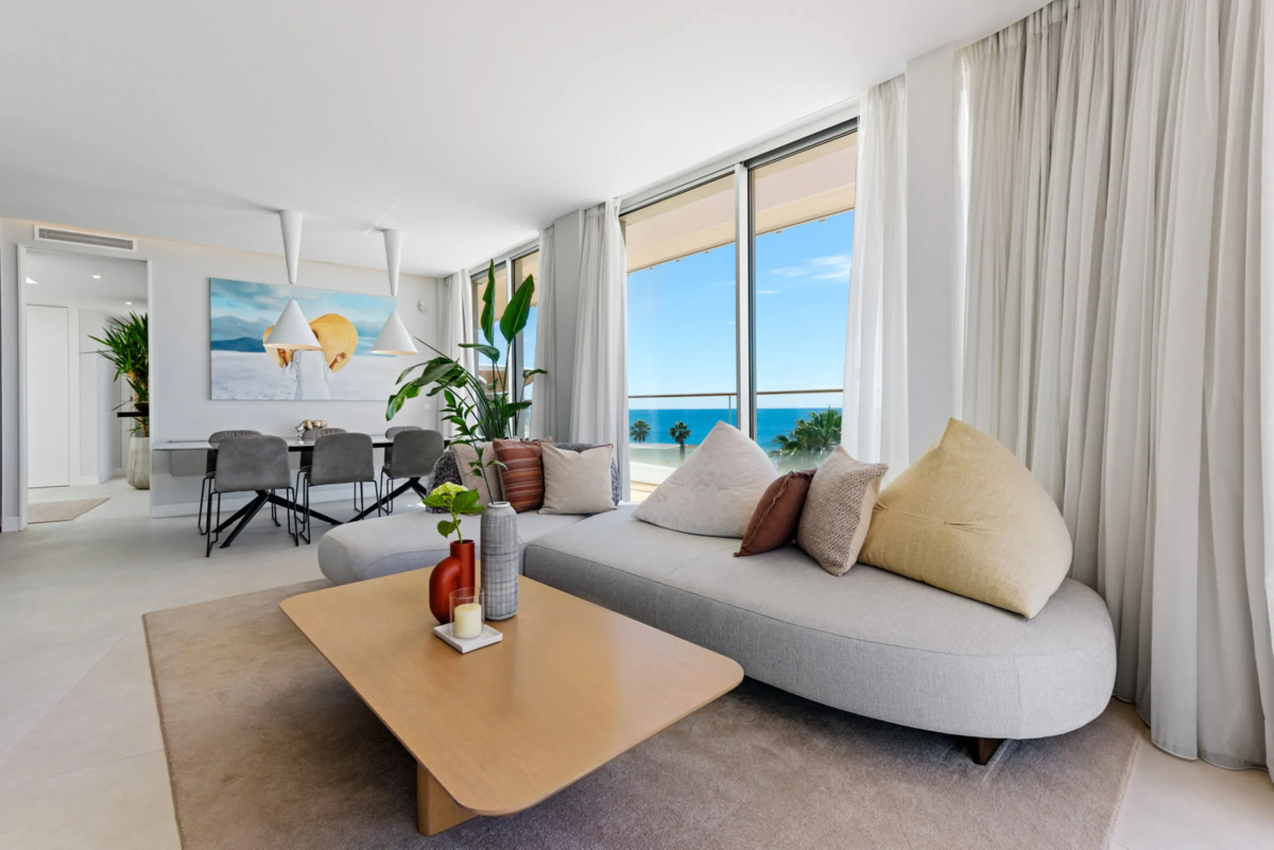 A three-bedroom penthouse located in one of Estepona's most prestigious frontline beach developments, offering uninterrupted Mediterranean views and contemporary coastal living.