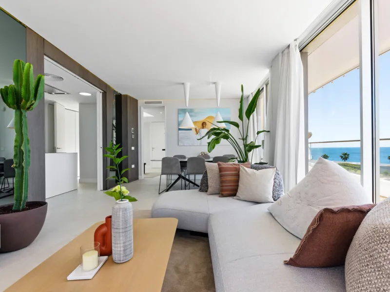 A three-bedroom penthouse located in one of Estepona's most prestigious frontline beach developments, offering uninterrupted Mediterranean views and contemporary coastal living.