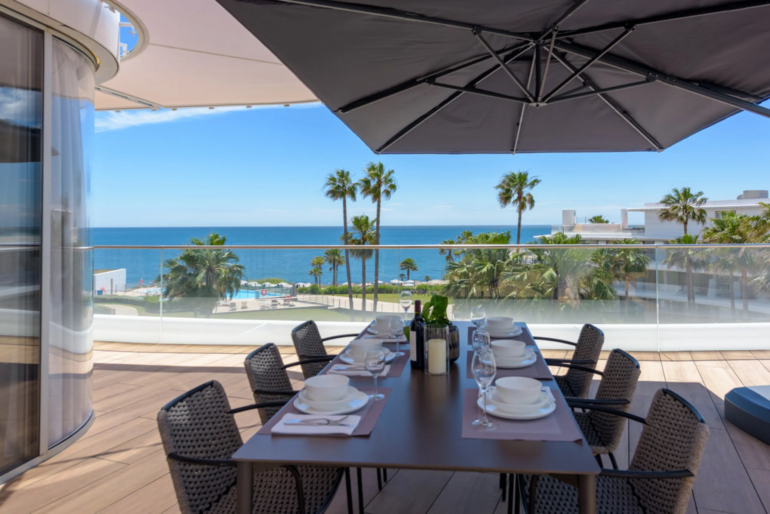 A three-bedroom penthouse located in one of Estepona's most prestigious frontline beach developments, offering uninterrupted Mediterranean views and contemporary coastal living.