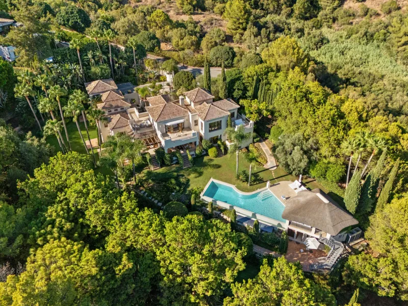 This outstanding Andalusian-style villa is presented in excellent condition and occupies a privileged position in Las Lomas del Marbella Club, at the very heart of Marbella's prestigious Golden Mile. Surrounded by 20,000 m² of lush green forest, the prope