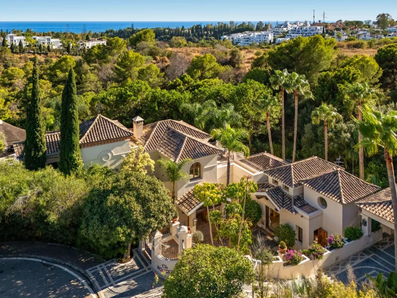 This outstanding Andalusian-style villa is presented in excellent condition and occupies a privileged position in Las Lomas del Marbella Club, at the very heart of Marbella's prestigious Golden Mile. Surrounded by 20,000 m² of lush green forest, the prope