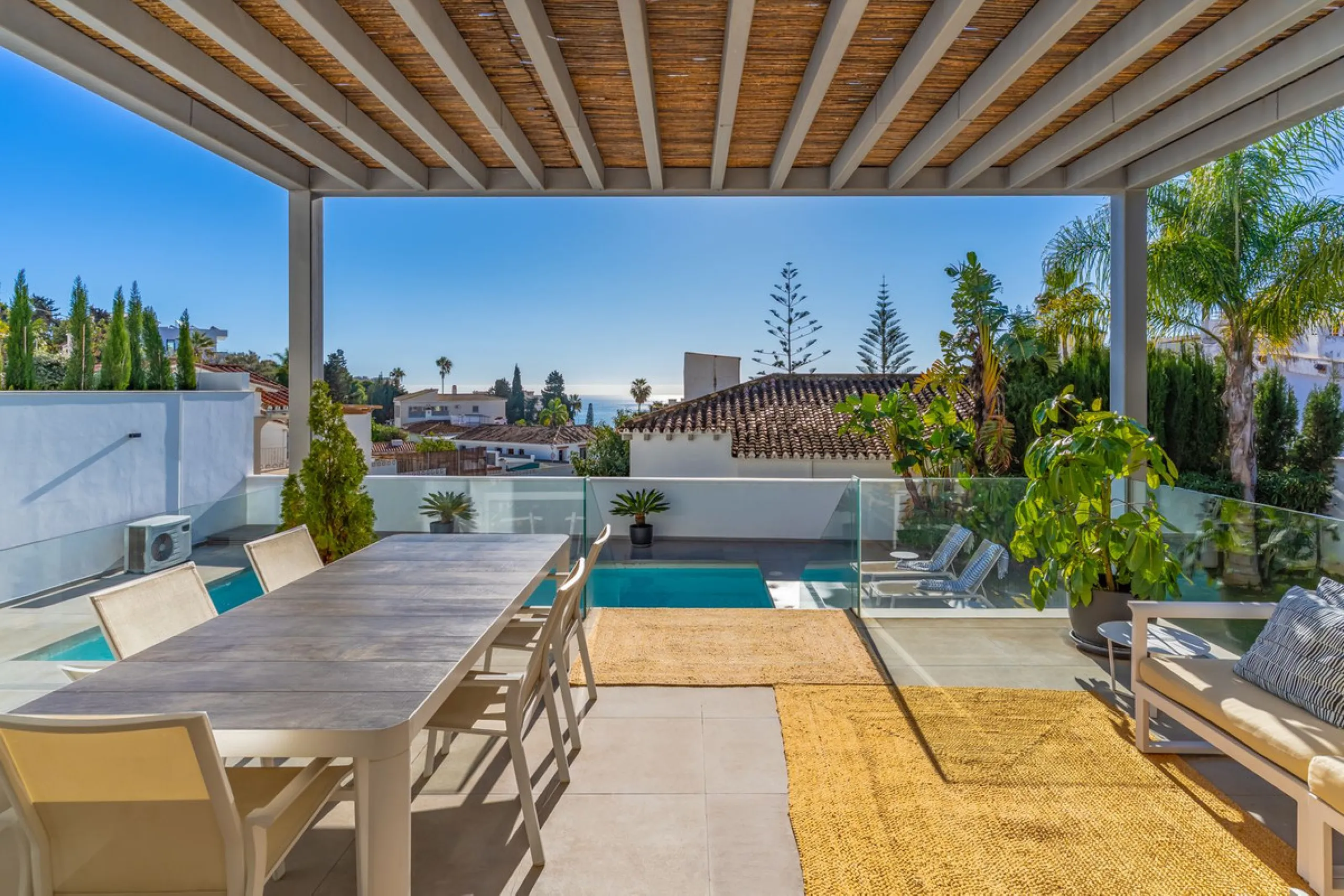 Contemporary villa with Scandinavian style, heated swimming pool, sauna and sea views in Fuengirola