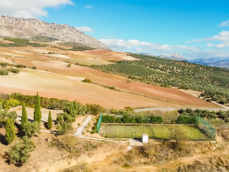 This exceptional Andalusian estate, located in the charming village of Villanueva de la Concepción, offers a rare combination of space, privacy, and breathtaking surroundings. The main residence includes 11 beautifully renovated bedrooms, comfortably acco
