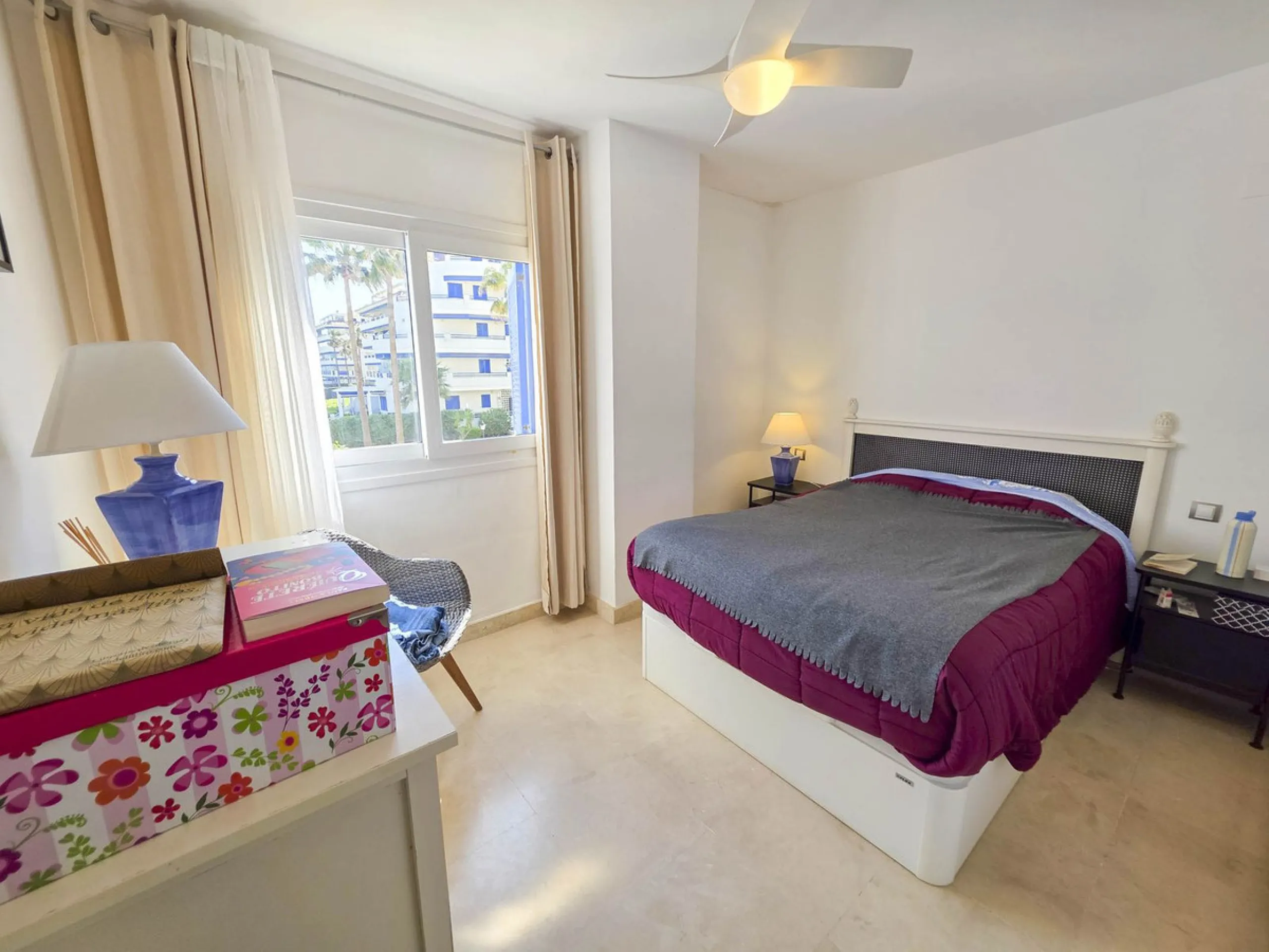 2-bedroom beachfront apartment with terrace, sea views, gardens, and pool, in the best urbanization of Sabinillas, in an unbeatable location within walking distance of all amenities.