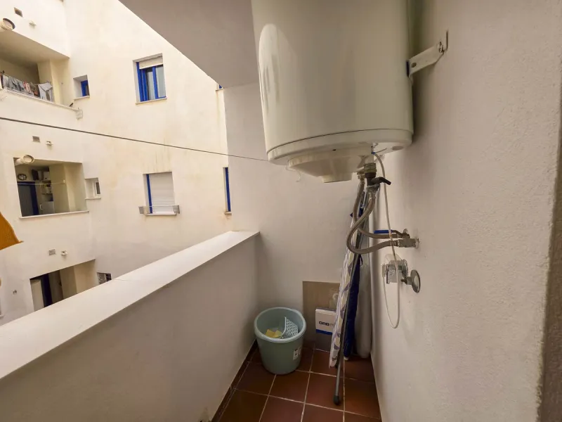 2-bedroom beachfront apartment with terrace, sea views, gardens, and pool, in the best urbanization of Sabinillas, in an unbeatable location within walking distance of all amenities.