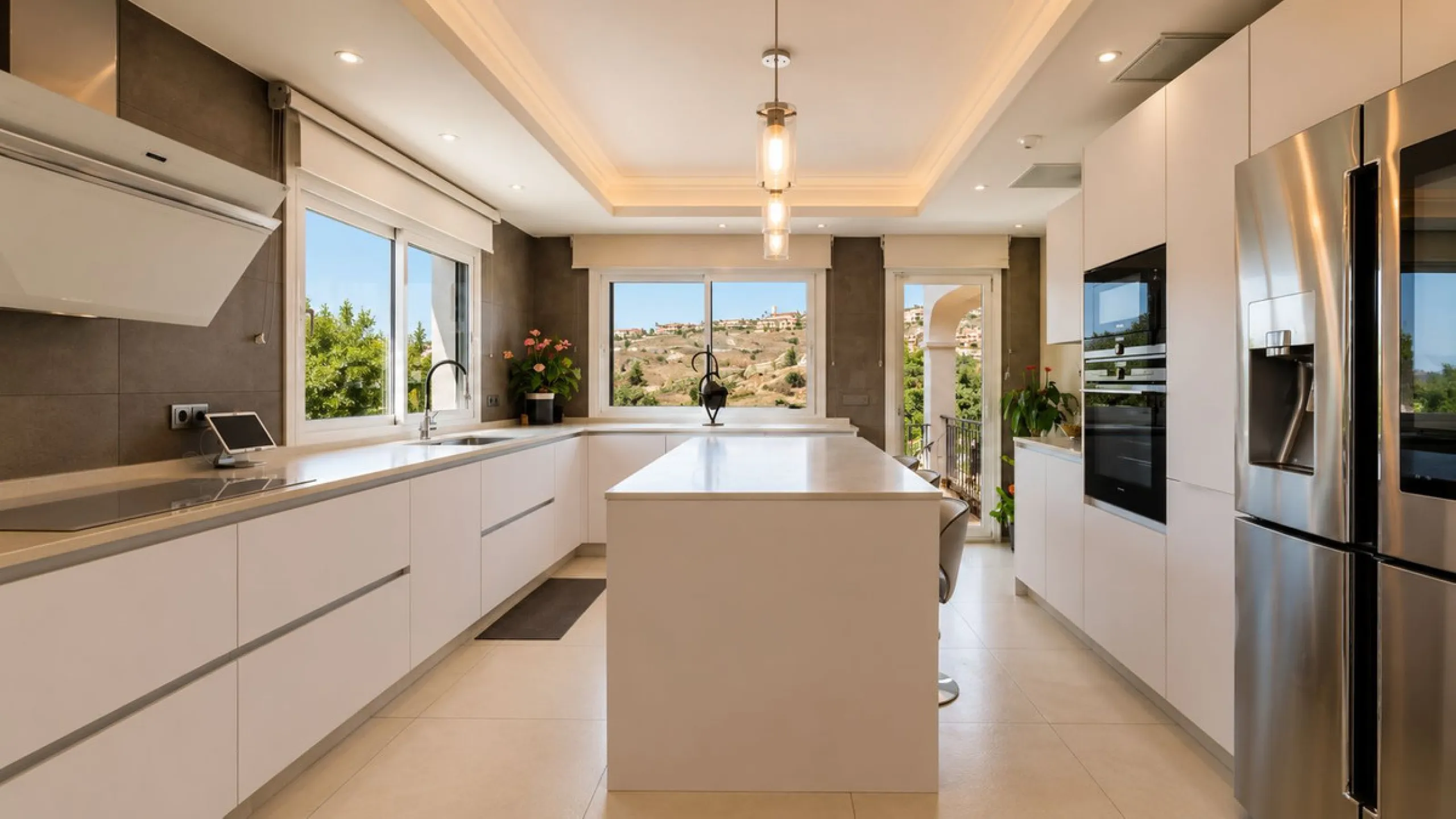 Beautiful Andalucian style modern villa located on the border of El Paraiso and Benahavis, La Alqueria, close to both El Paraiso and Atalaya golf courses.