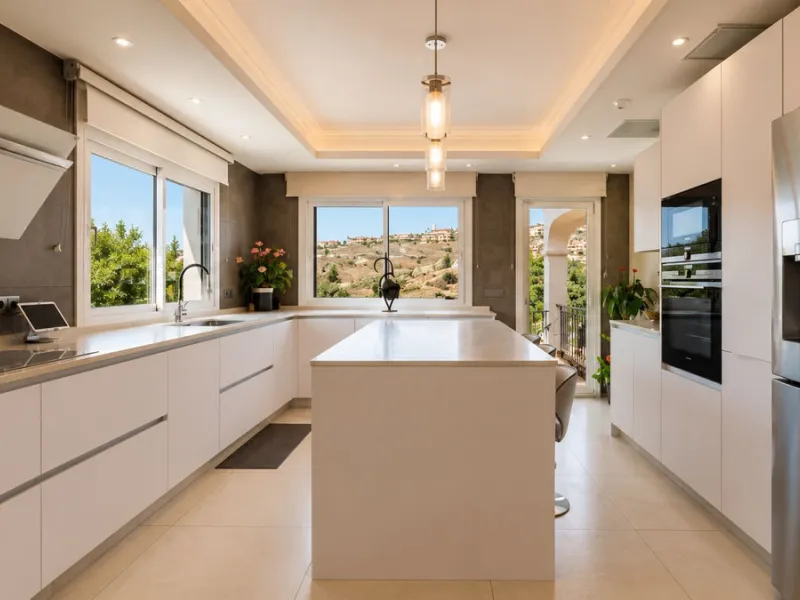 Beautiful Andalucian style modern villa located on the border of El Paraiso and Benahavis, La Alqueria, close to both El Paraiso and Atalaya golf courses.
