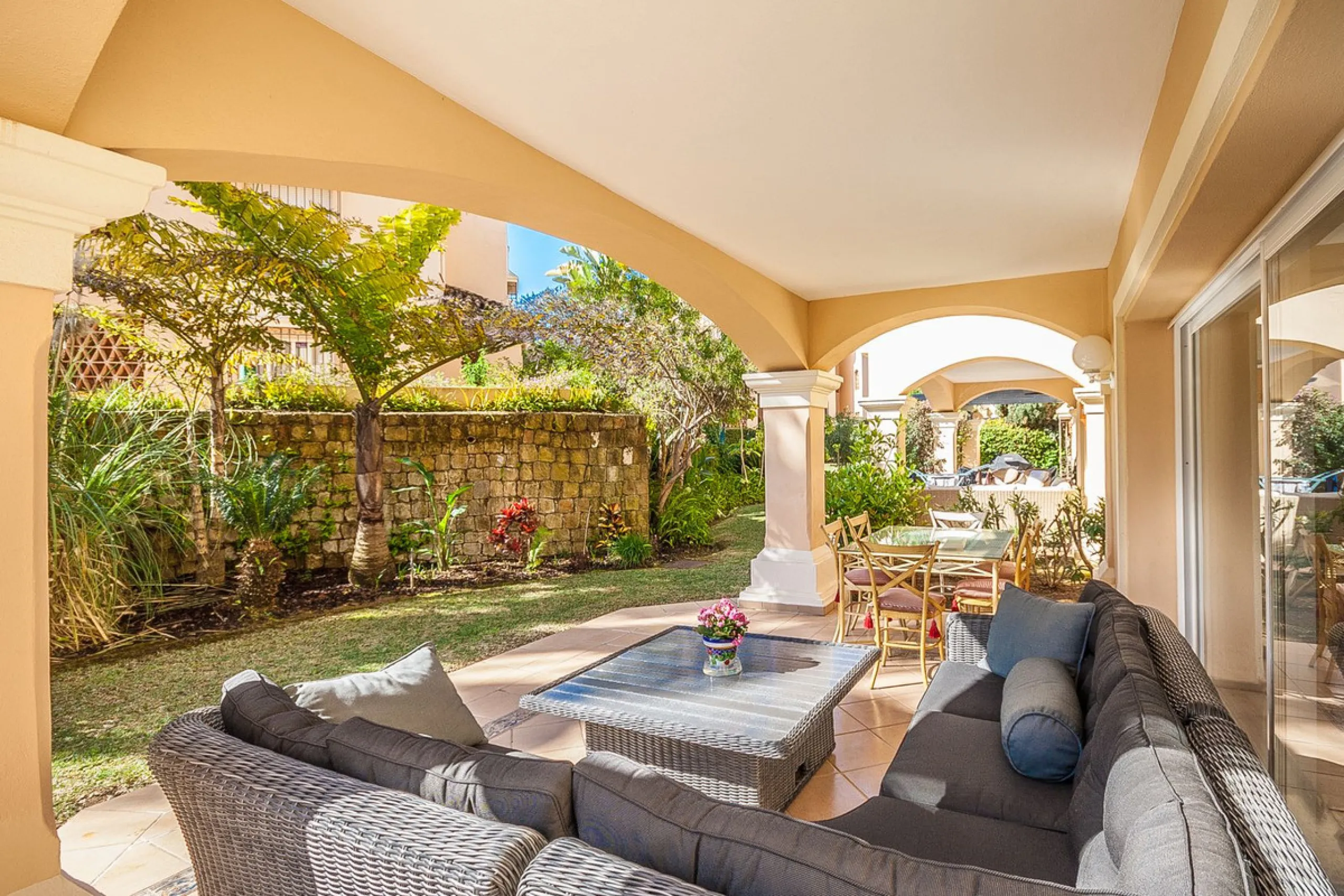 Discover your dream retreat in this stunning garden apartment, ideally situated just a short stroll from vibrant shops and the pristine beach. Nestled within a fully gated community, residents enjoy access to four sparkling swimming pools and lush tropica