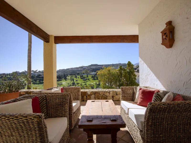 This beautifully presented villa is set within a small, secure gated community, offering privacy, peace of mind, and a wonderful sense of exclusivity. Boasting beautiful sea and golf views, the property enjoys a tranquil setting while remaining convenient