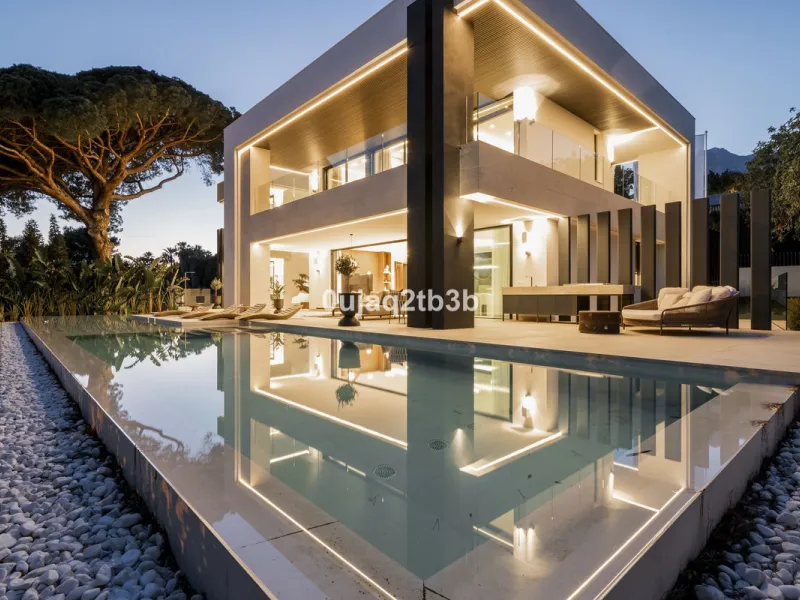 Stunning brand new villa in the best location in Marbella. Perfectly communicated to the main roads that drive you to the airport, Puerto Banús and just a few minutes away from Marbella's center. This state-of-the-art new villa occupies a 1.050m2 plot pos