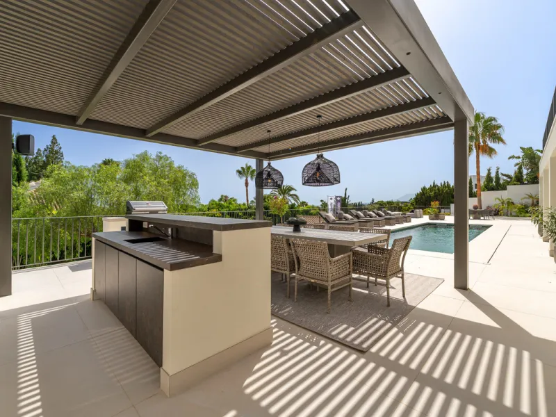 Villa Rocío is a fully renovated Andalusian-style residence located in Rocío de Nagüeles on Marbella's prestigious Golden Mile. Set on a 1,965m² south-facing plot beneath La Concha, the property enjoys open views of the Mediterranean. Modernised in 2025, 