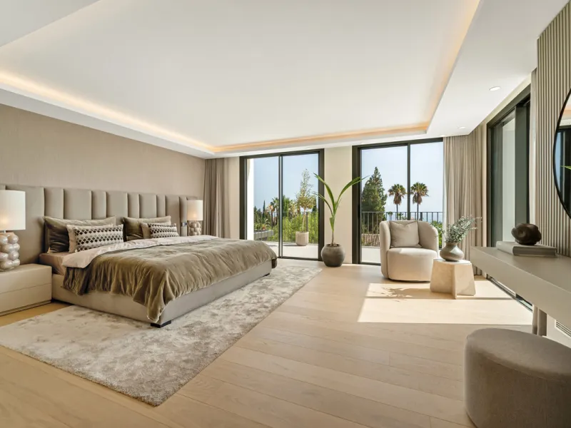 Villa Rocío is a fully renovated Andalusian-style residence located in Rocío de Nagüeles on Marbella's prestigious Golden Mile. Set on a 1,965m² south-facing plot beneath La Concha, the property enjoys open views of the Mediterranean. Modernised in 2025, 