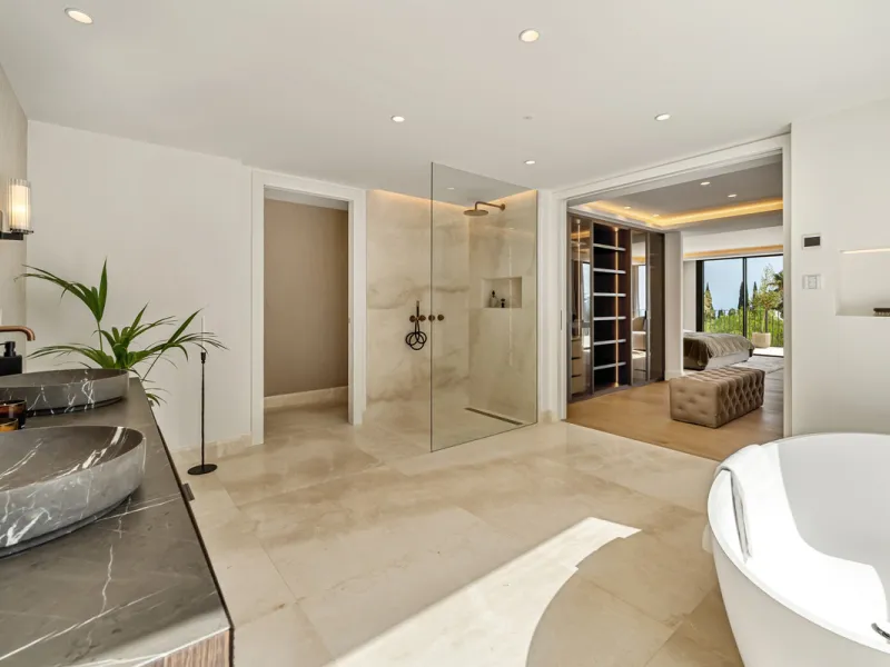 Villa Rocío is a fully renovated Andalusian-style residence located in Rocío de Nagüeles on Marbella's prestigious Golden Mile. Set on a 1,965m² south-facing plot beneath La Concha, the property enjoys open views of the Mediterranean. Modernised in 2025, 