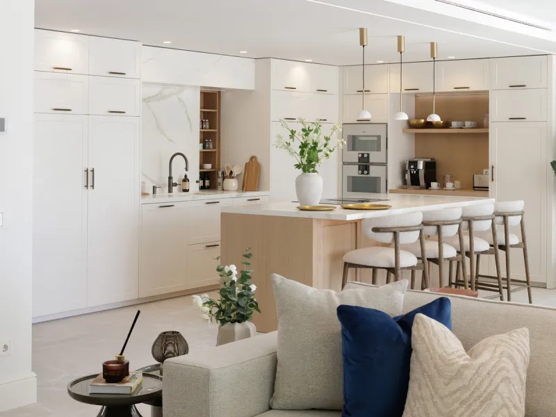 Villa Agata presents a modern Mediterranean home in La Quinta with incredible sea views. Set on a 1,109 m² plot and newly renovated throughout, the villa showcases striking architecture paired with refined interiors by Soledad Merchant. The main living ar