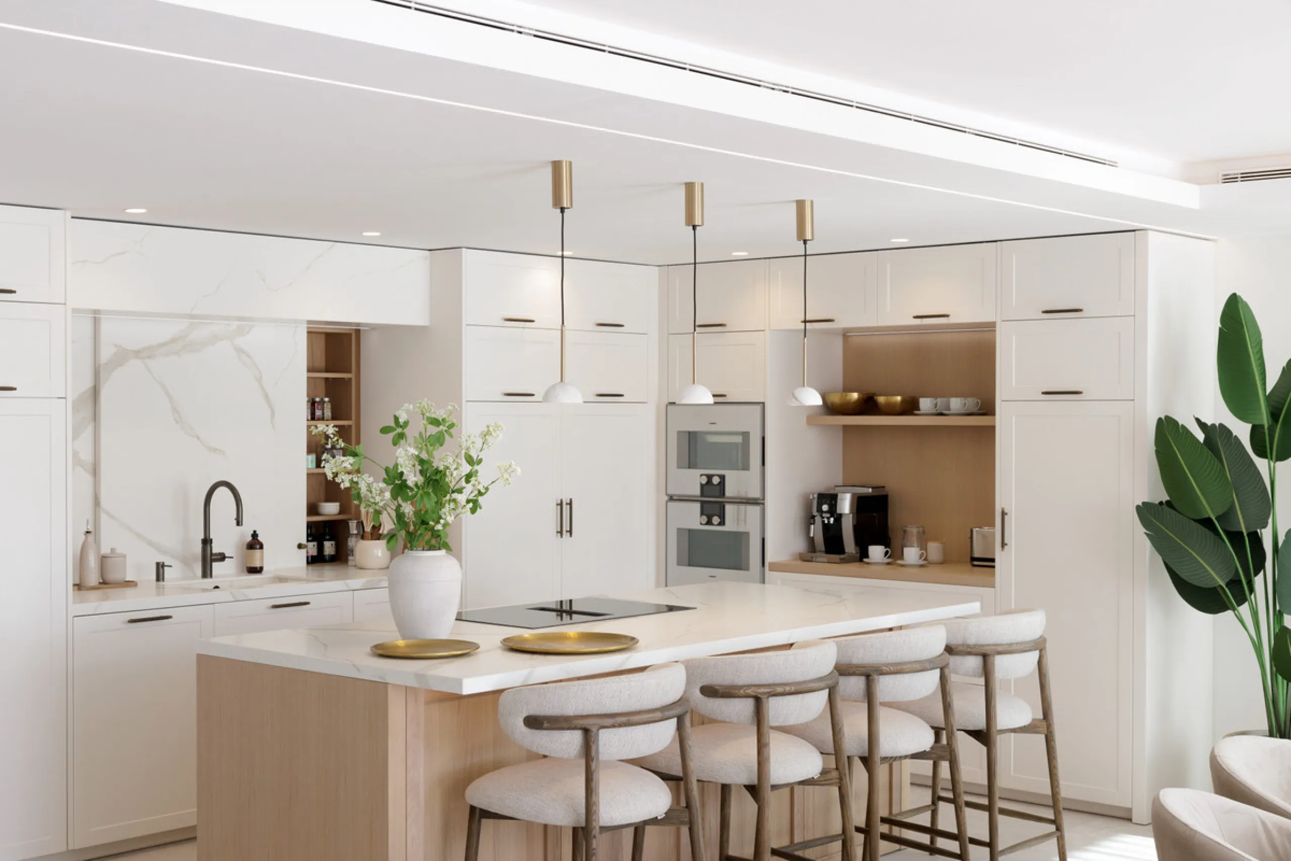 Villa Agata presents a modern Mediterranean home in La Quinta with incredible sea views. Set on a 1,109 m² plot and newly renovated throughout, the villa showcases striking architecture paired with refined interiors by Soledad Merchant. The main living ar