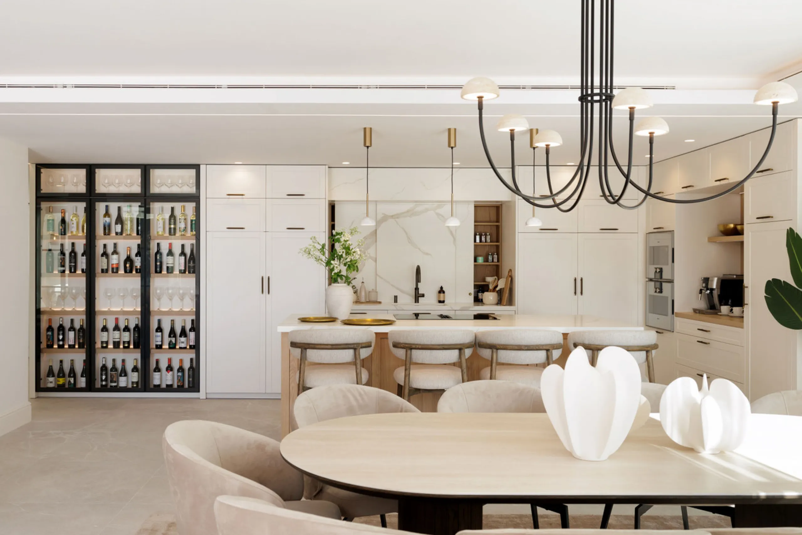 Villa Agata presents a modern Mediterranean home in La Quinta with incredible sea views. Set on a 1,109 m² plot and newly renovated throughout, the villa showcases striking architecture paired with refined interiors by Soledad Merchant. The main living ar