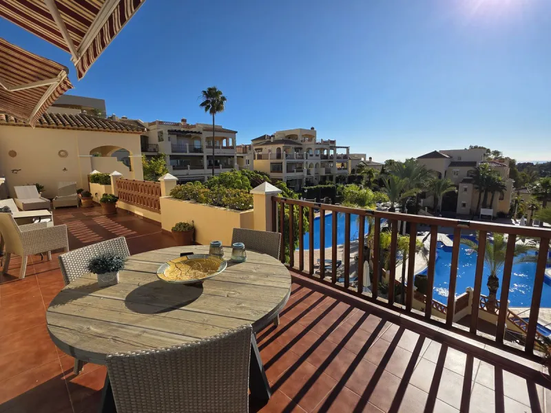 This beautiful apartment is the epitome of Marbella living: bright, spacious, plenty of outdoor space, 5 star resort amenities and stunning views. This corner apartment offers the most sensational views across the coastline and surrounding mountainside fr