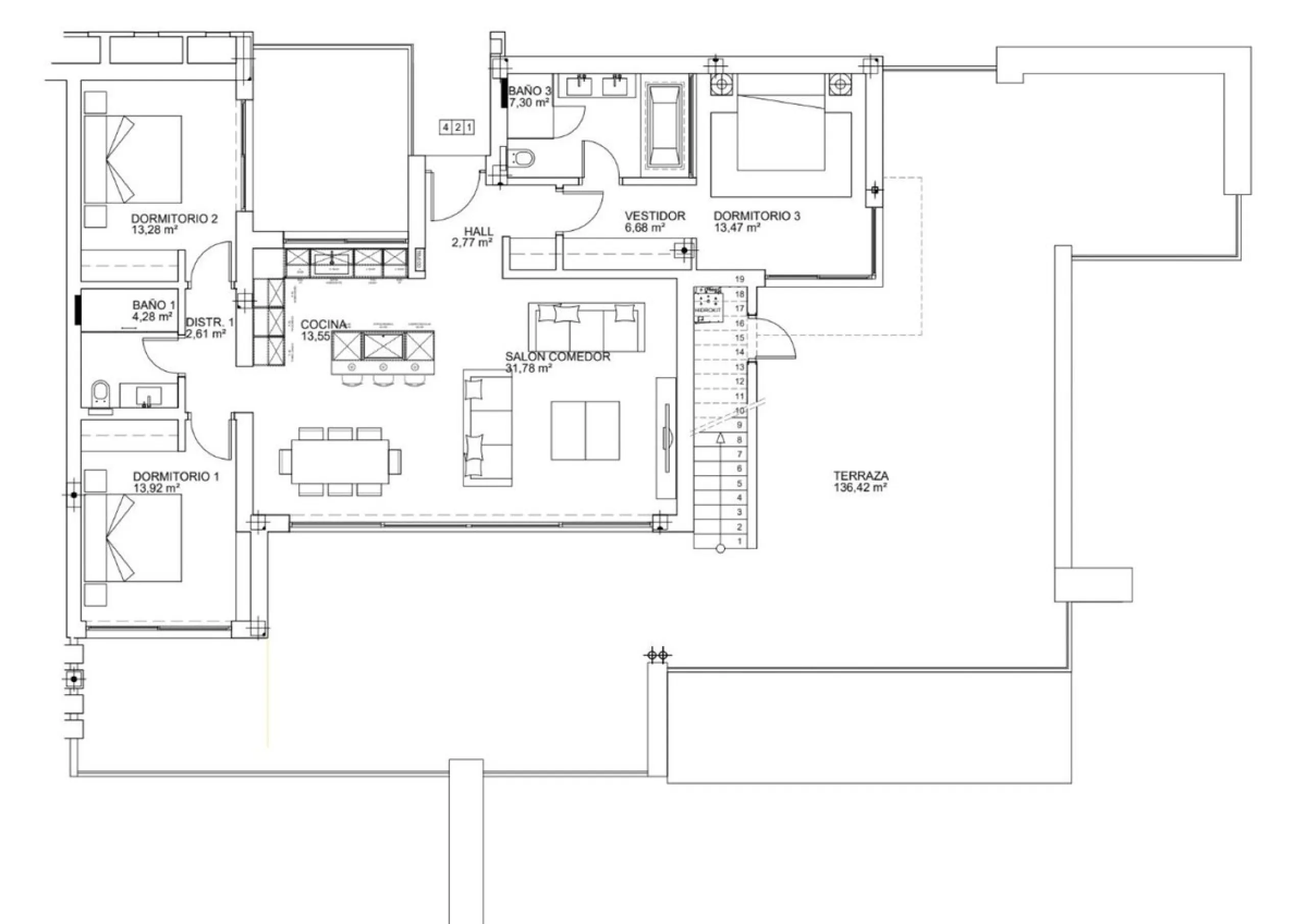 Apartment - Penthouse Duplex в продаже в Ojén, Málaga. В доме 3 спален и 2 ванных комнат. Площадь дома 134 м²