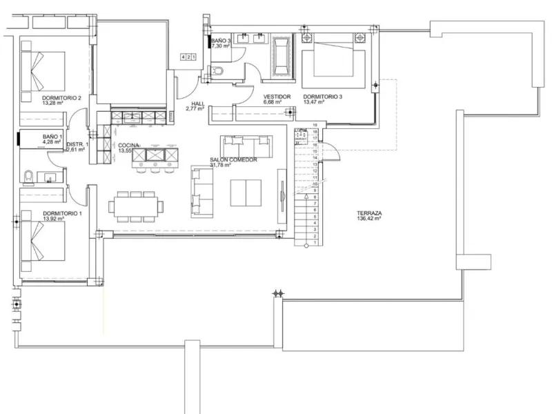 Apartment - Penthouse Duplex в продаже в Ojén, Málaga. В доме 3 спален и 2 ванных комнат. Площадь дома 134 м²