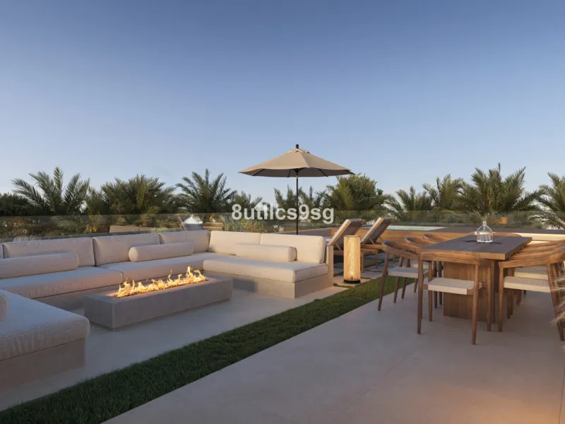 This contemporary villa is located in Atalaya, Estepona East, Malaga, offering a prime setting close to a range of amenities. The property stands out for its generous dimensions, with a built area of 575m², a terrace of 254m², and a plot size of 555m². Ke