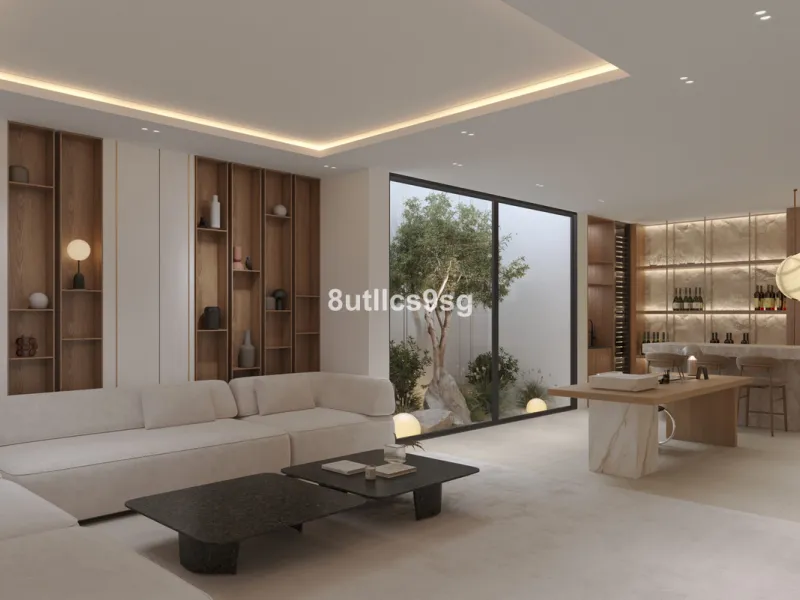 This contemporary villa is located in Atalaya, Estepona East, Malaga, offering a prime setting close to a range of amenities. The property stands out for its generous dimensions, with a built area of 575m², a terrace of 254m², and a plot size of 555m². Ke