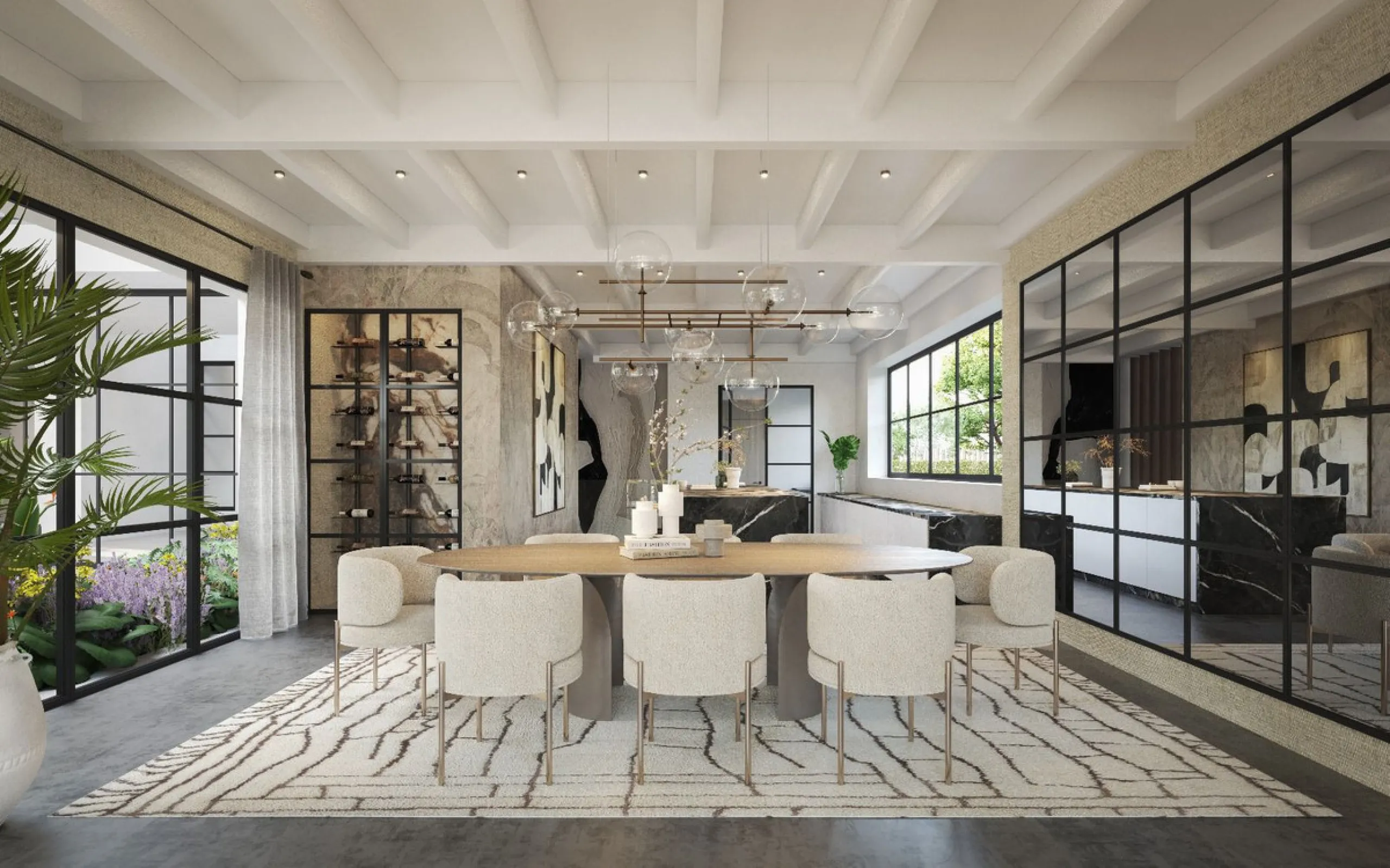 A villa project in Nueva Andalucía set on a 2,273 m² plot with 1,038 m² built, designed with 6 to 8 bedrooms, 6+2 bathrooms, a double-height central living space, and a flexible lower level ready to be defined.