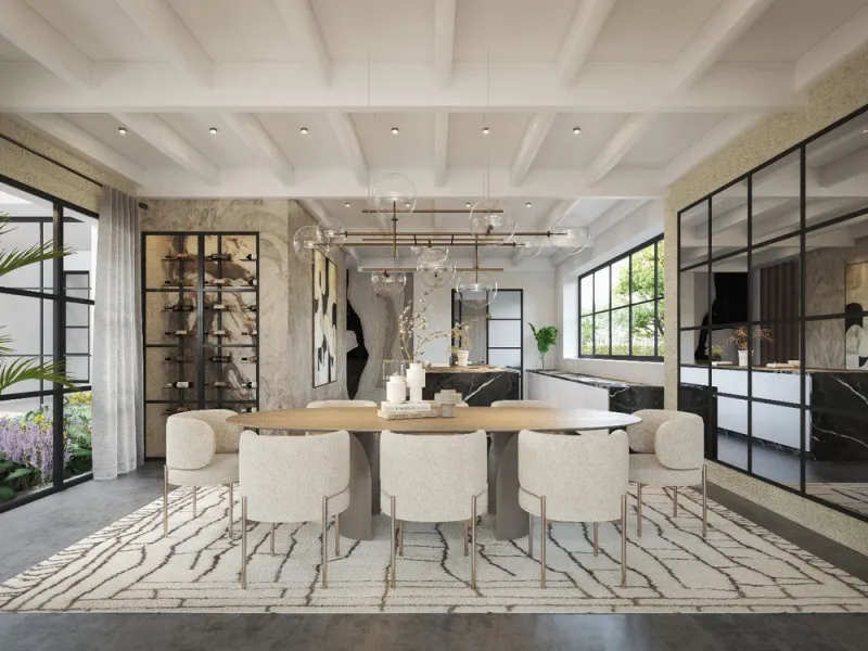 A villa project in Nueva Andalucía set on a 2,273 m² plot with 1,038 m² built, designed with 6 to 8 bedrooms, 6+2 bathrooms, a double-height central living space, and a flexible lower level ready to be defined.