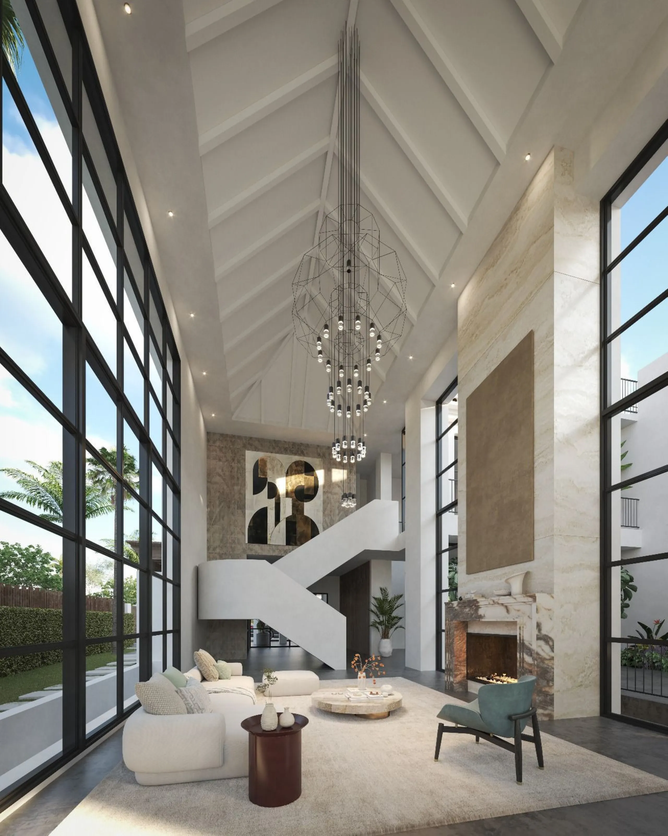 A villa project in Nueva Andalucía set on a 2,273 m² plot with 1,038 m² built, designed with 6 to 8 bedrooms, 6+2 bathrooms, a double-height central living space, and a flexible lower level ready to be defined.