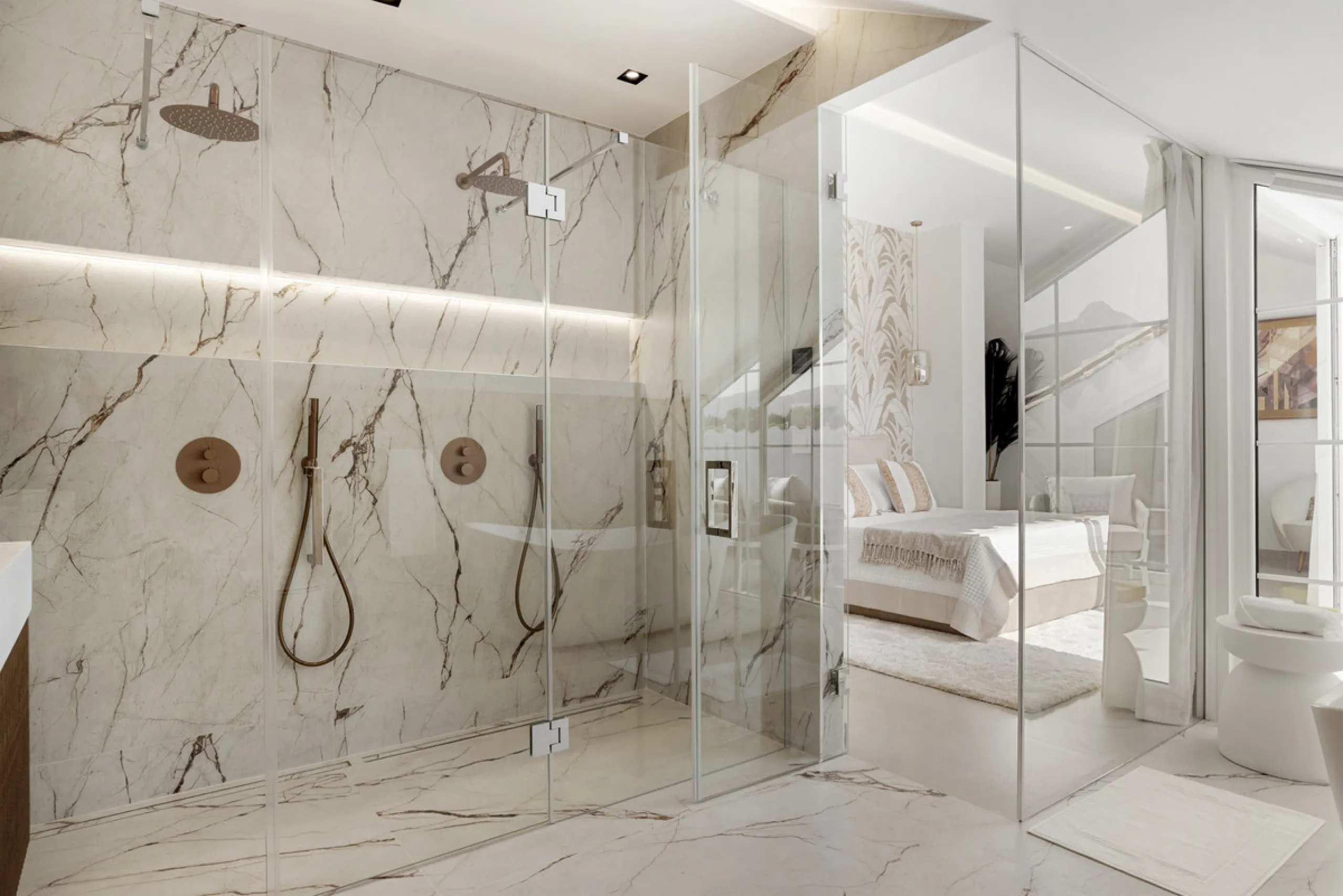 Penthouse Las Lolas is one of those rare residences that immediately conveys harmony, style, and thoughtful design. Positioned at the top of one of Nueva Andalucía's best-located buildings, and just minutes from both Marbella Arena and Puerto Banús, this 