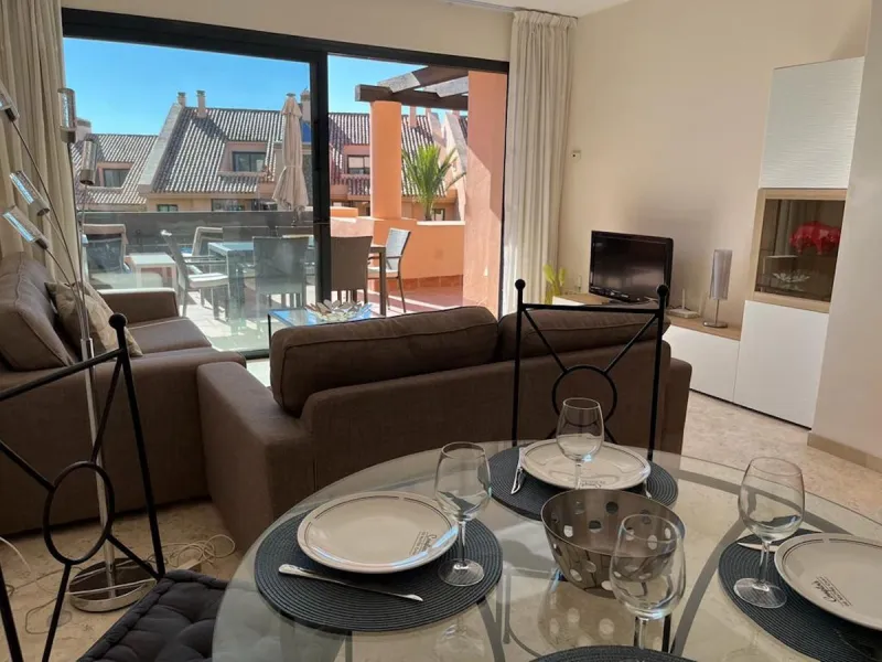 Beautiful holiday apartment, located in Calahonda Alto surrounded by tropical gardens and waterfalls.