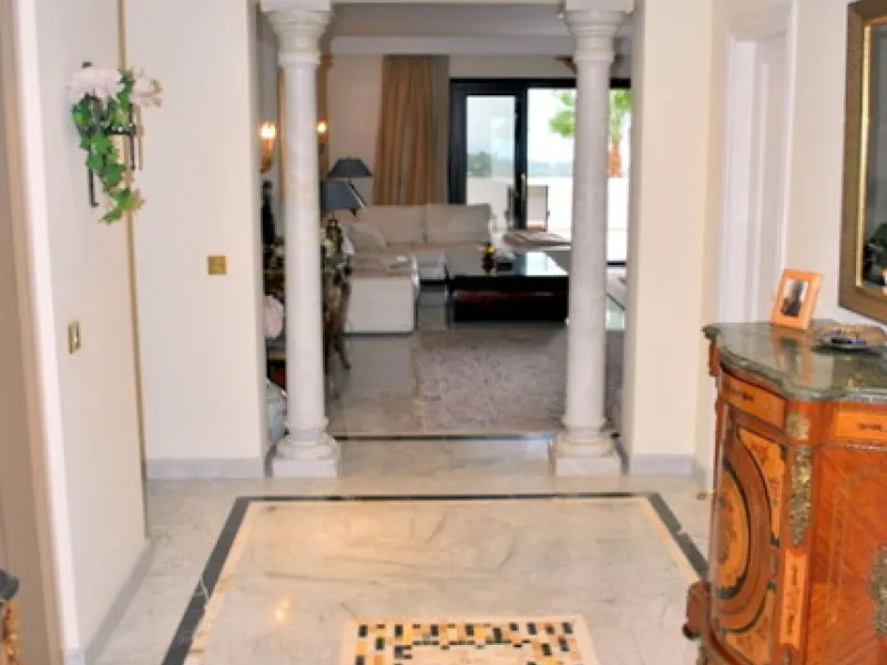 Superb south west facing first floor apartment with panoramic sea views within a five star complex in a luxurious gated urbanisation off the Golden Mile, Marbella.