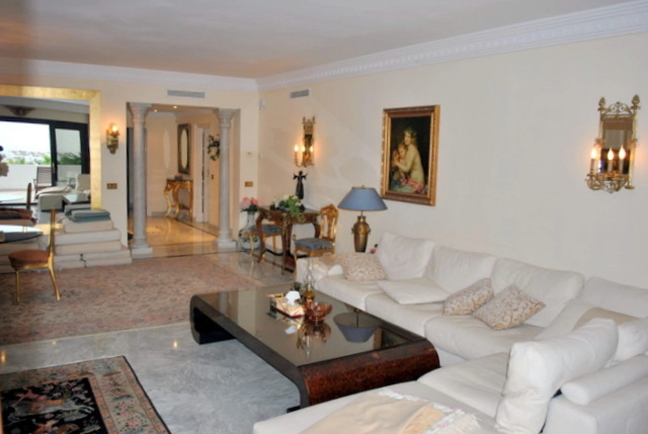 Superb south west facing first floor apartment with panoramic sea views within a five star complex in a luxurious gated urbanisation off the Golden Mile, Marbella.