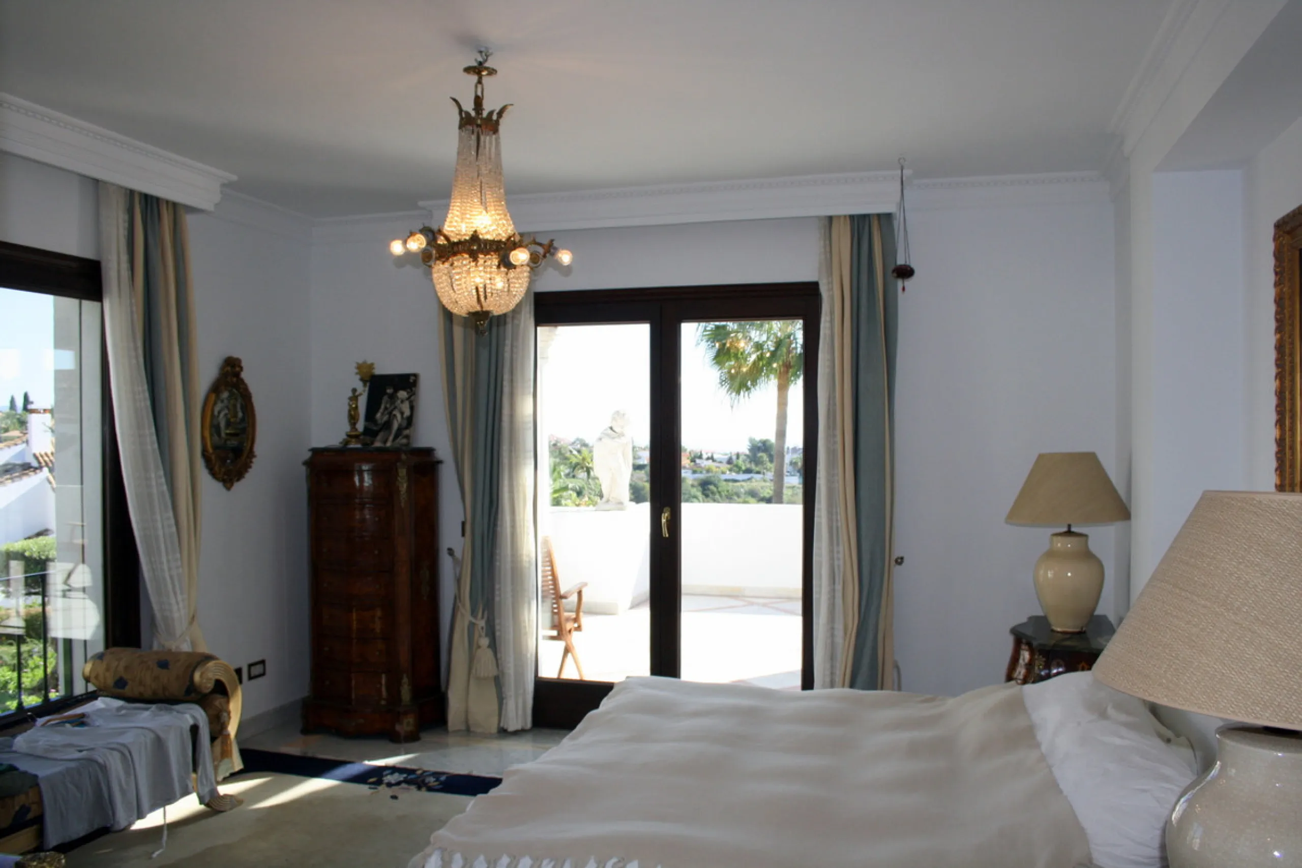 Superb south west facing first floor apartment with panoramic sea views within a five star complex in a luxurious gated urbanisation off the Golden Mile, Marbella.