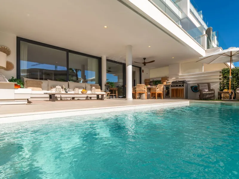 Exceptional 3-Bedroom Luxury Garden Residence with Private Heated Pool, Expansive and sunny Terraces Underfloor Heating, 2 Garage Spaces & Storage