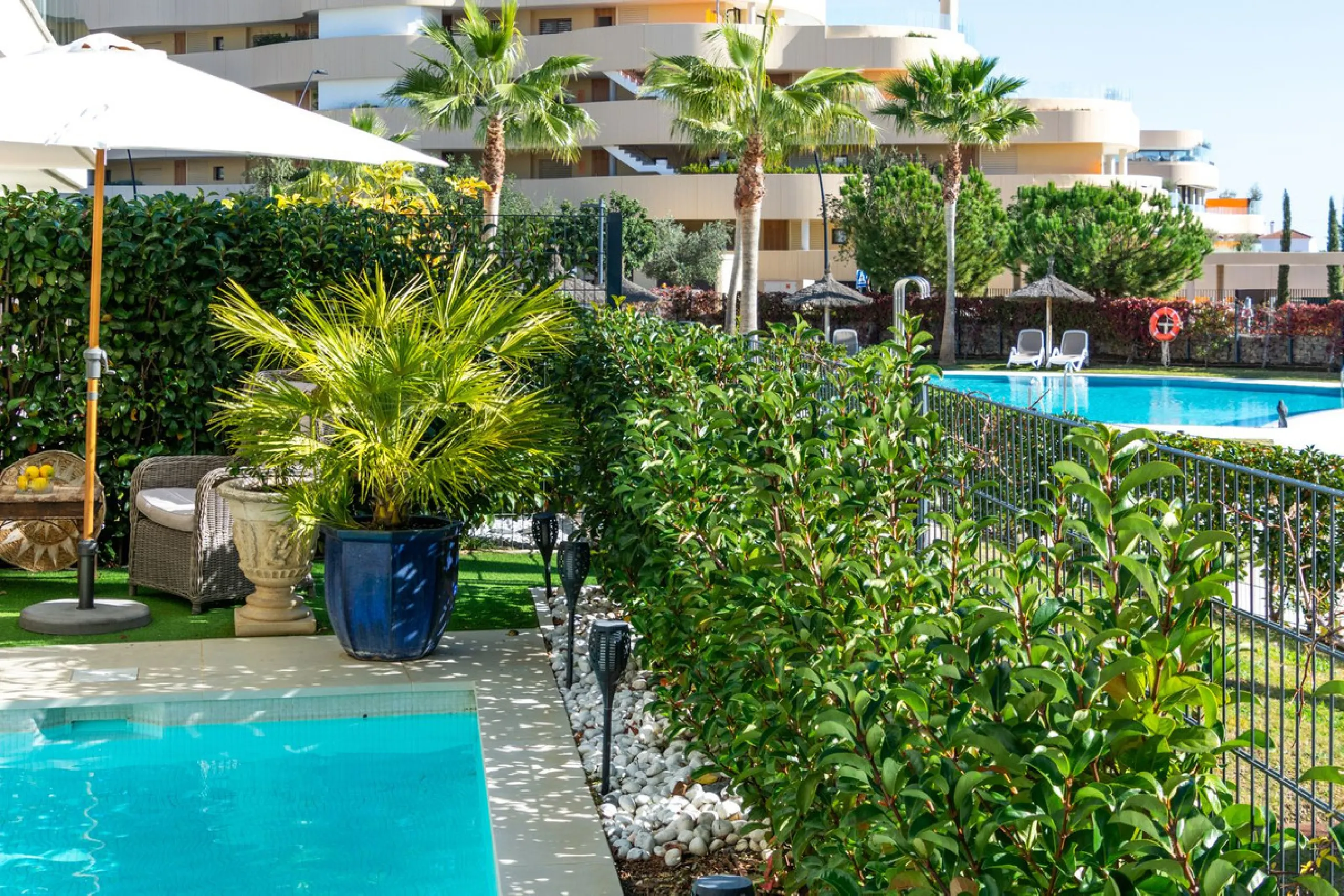 Exceptional 3-Bedroom Luxury Garden Residence with Private Heated Pool, Expansive and sunny Terraces Underfloor Heating, 2 Garage Spaces & Storage