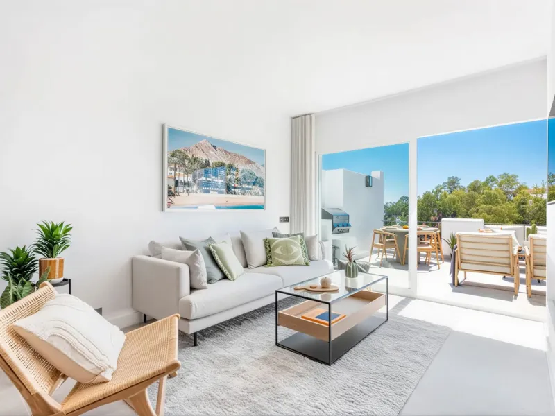 South-facing, move-in ready apartment with panoramic sea views.