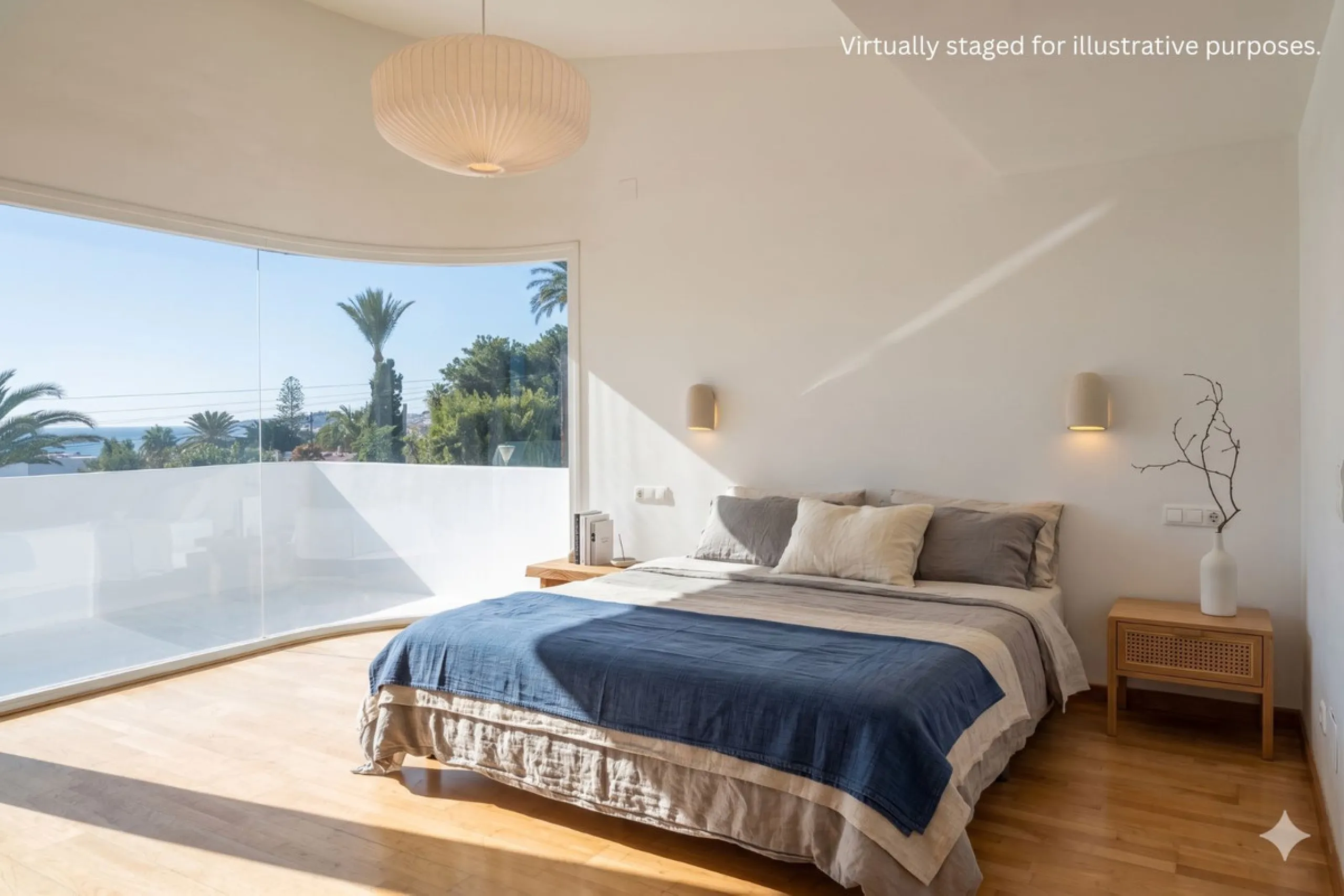 This modern villa has been recently renovated and sits in a fantastic location just 500 metres from the beach,  between La Cala de Mijas and Fuengirola. The home has a bright, contemporary feel throughout, with large windows that open onto the garden and 