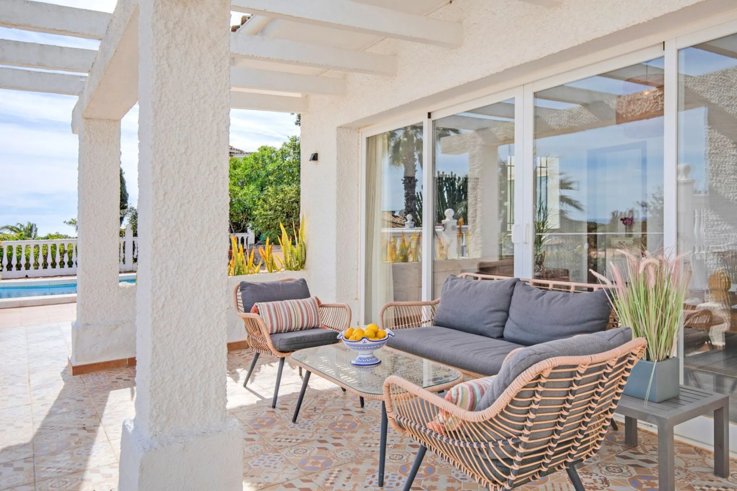 In a well-established and peaceful residential area, this villa enjoys an elevated position that allows for truly stunning open views of the Mediterranean and an uncommon level of privacy.