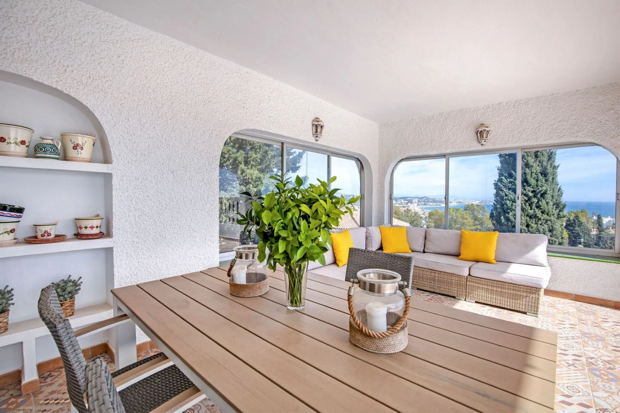 In a well-established and peaceful residential area, this villa enjoys an elevated position that allows for truly stunning open views of the Mediterranean and an uncommon level of privacy.