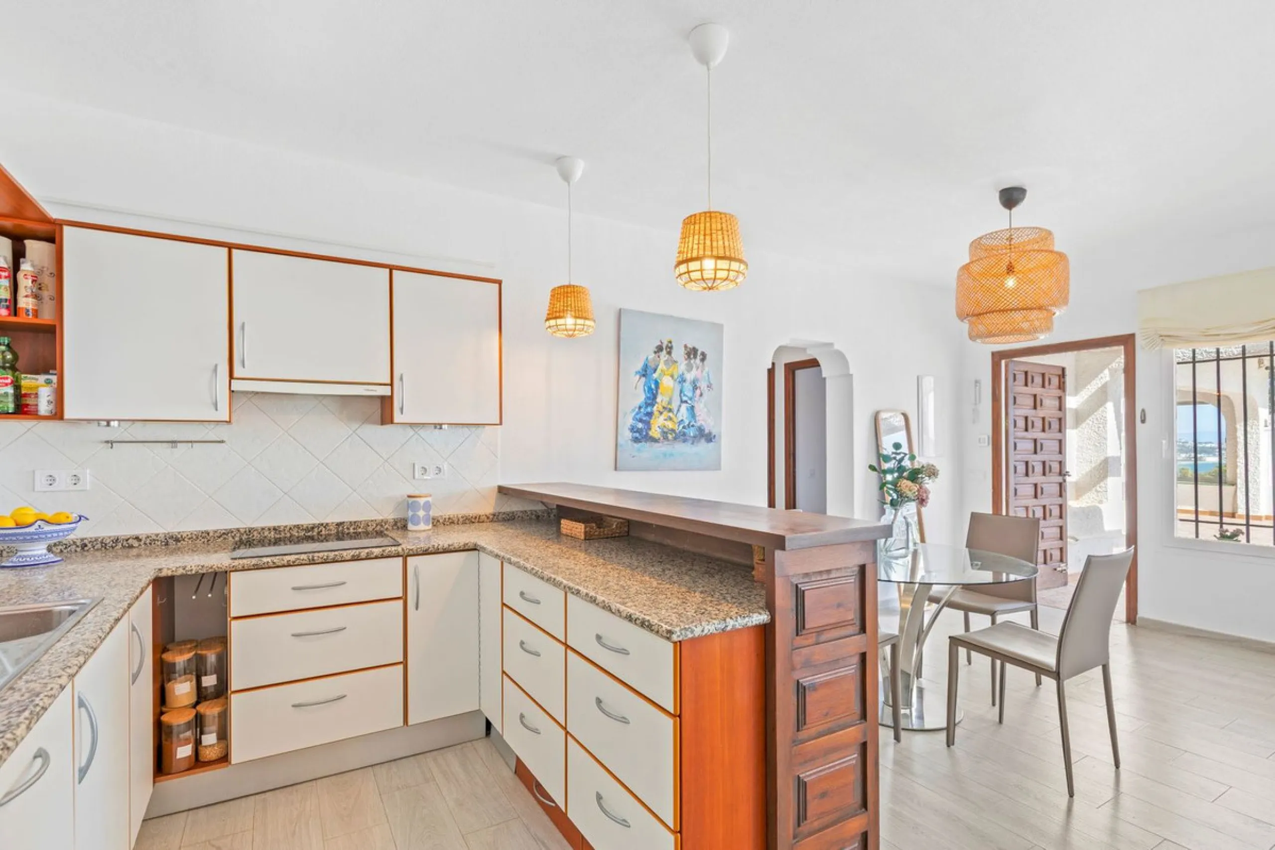 In a well-established and peaceful residential area, this villa enjoys an elevated position that allows for truly stunning open views of the Mediterranean and an uncommon level of privacy.