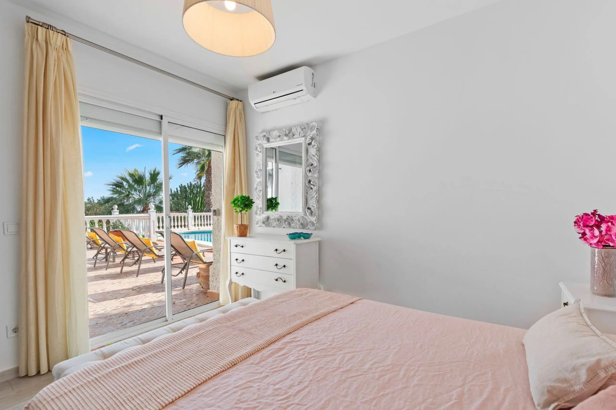 In a well-established and peaceful residential area, this villa enjoys an elevated position that allows for truly stunning open views of the Mediterranean and an uncommon level of privacy.