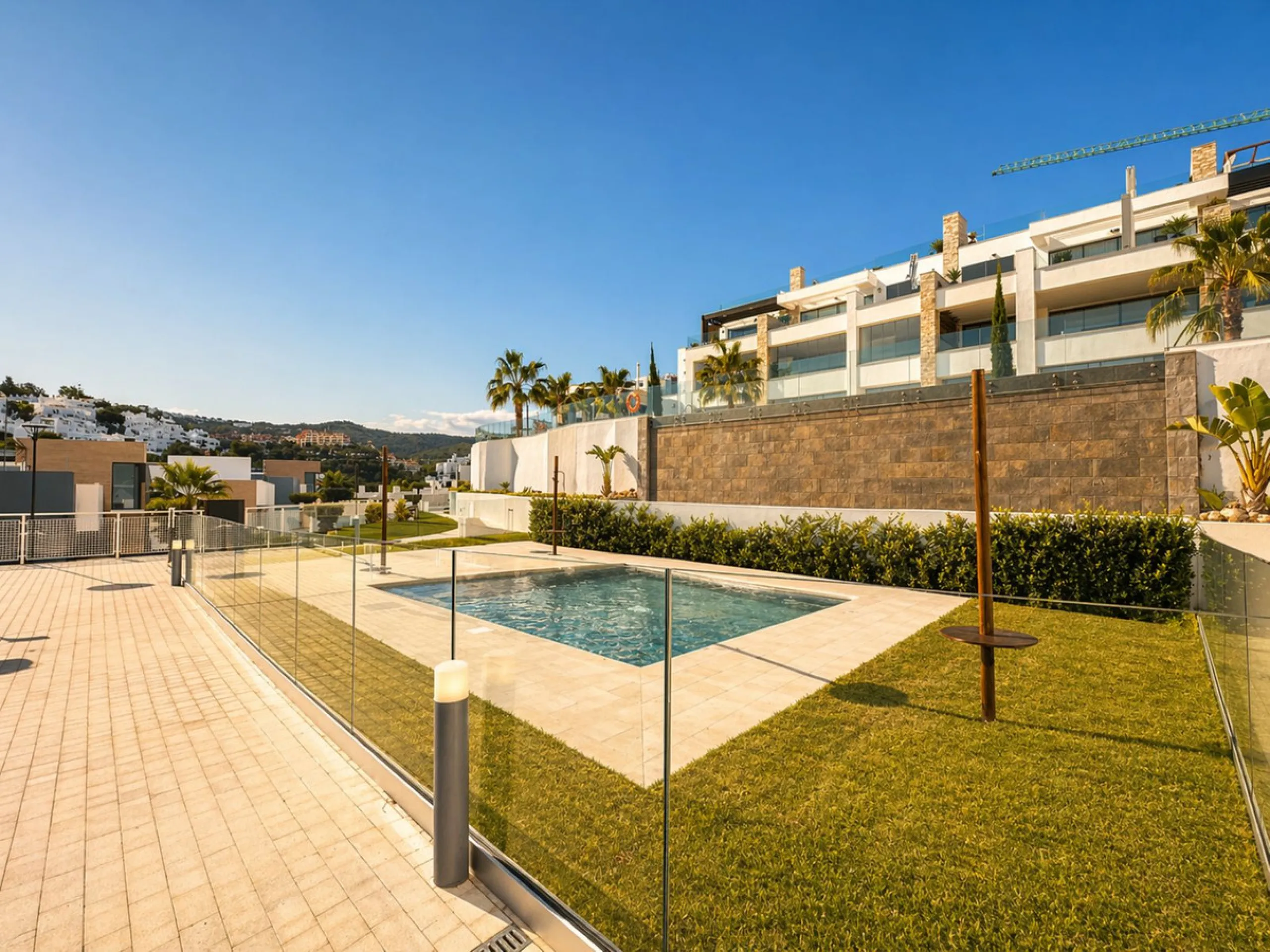 2-bedroom apartment, terrace, private pool, and garage in Cabopino, Marbella.