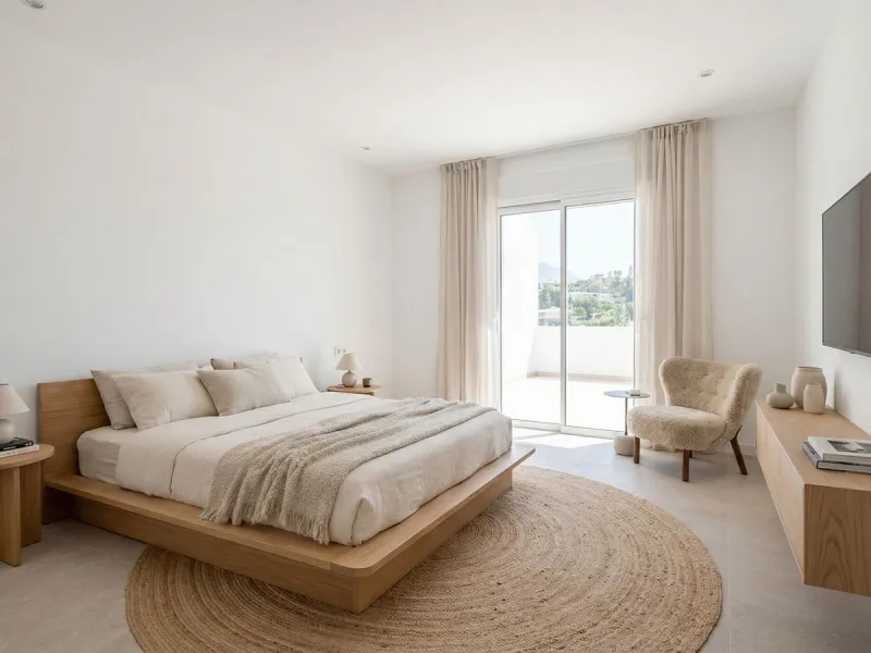 Located in the hills of Benahavis, this 143 sqm. residence is more than just an apartment; it is a curated experience of light and volume. As one of the largest units in this complex, the home has been meticulously reimagined to meet the exacting standard